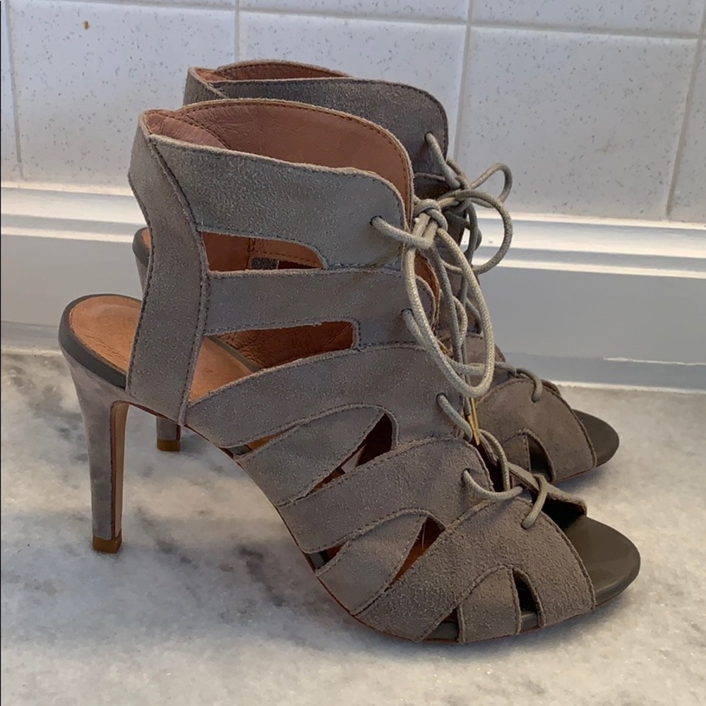 Joie Gray suede lace up heels size 7.5 - Picture 3 of 4